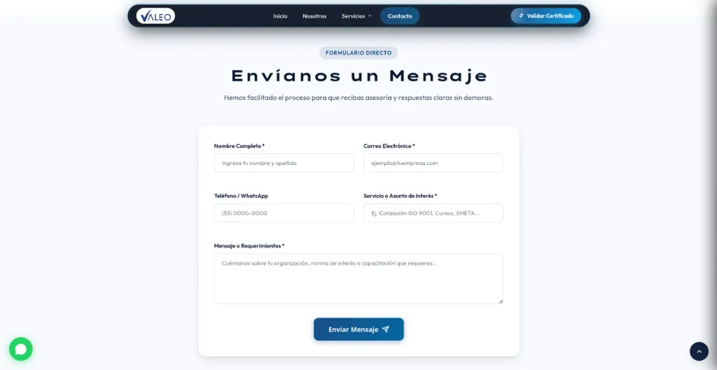 Formulario Directo de Contacto