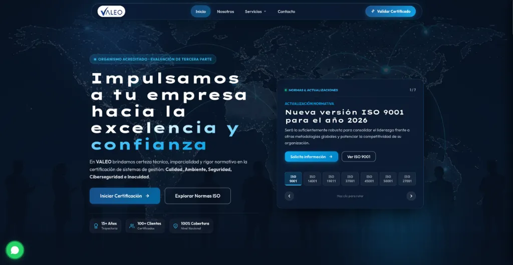 Portal Corporativo VALEO Certificación - Vista Principal de Escritorio