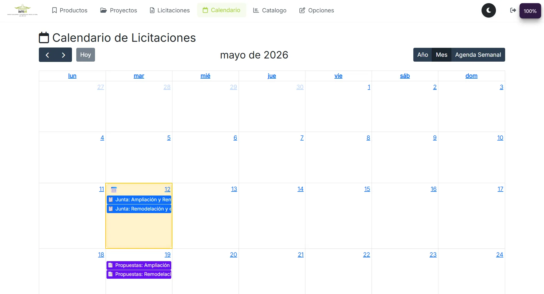 Calendario de Licitaciones