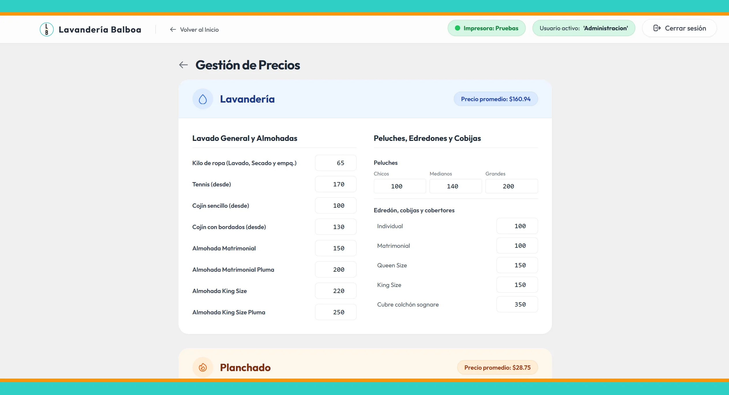 Gestión de precios